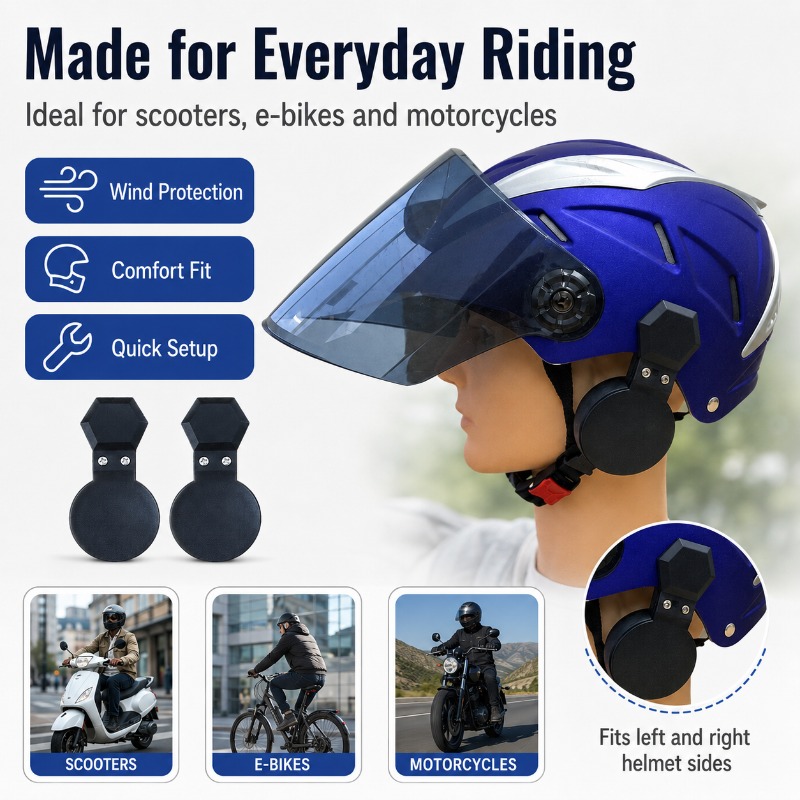 Bicycle Helmet - Clip-On Helmet Ear Covers for Wind