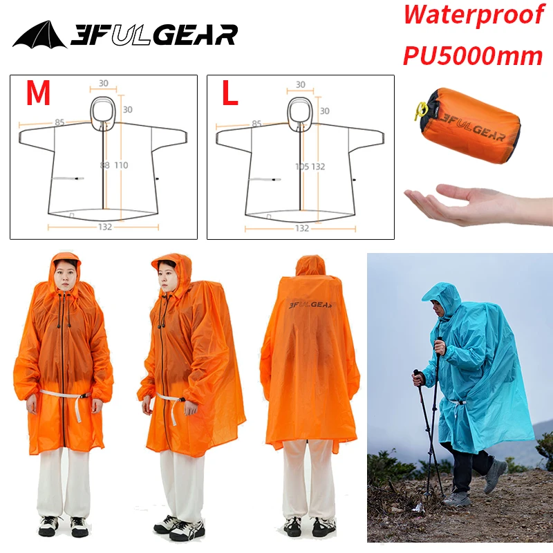 Cycling Gear In Rain - 3F UL GEAR Zipper Raincoat 15D