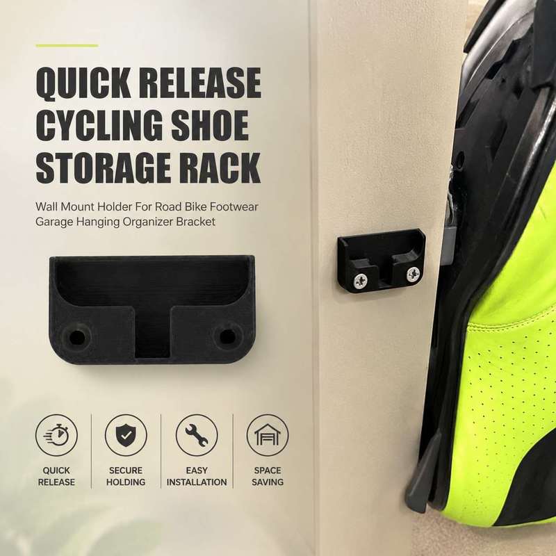 Cycling Gear Wall Hanger - Quick Release Cycling Shoe Storage Rack