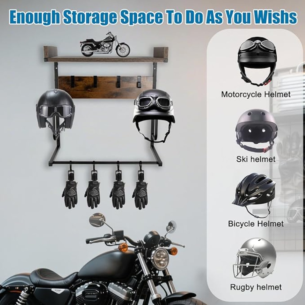 Motorcycle Helmet Holder with  - Cycling Gear Wall Hanger 评论和价格