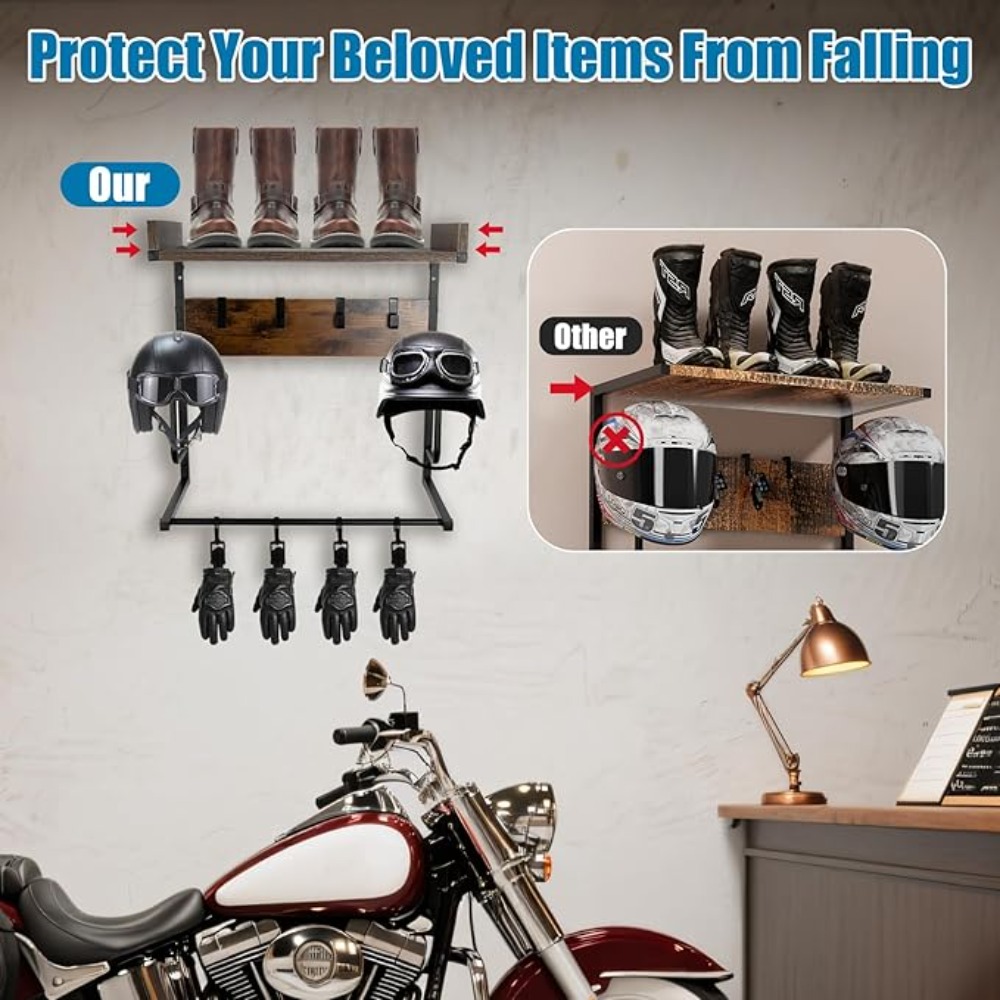 Motorcycle Helmet Holder with  - Cycling Gear Wall Hanger 评论和价格