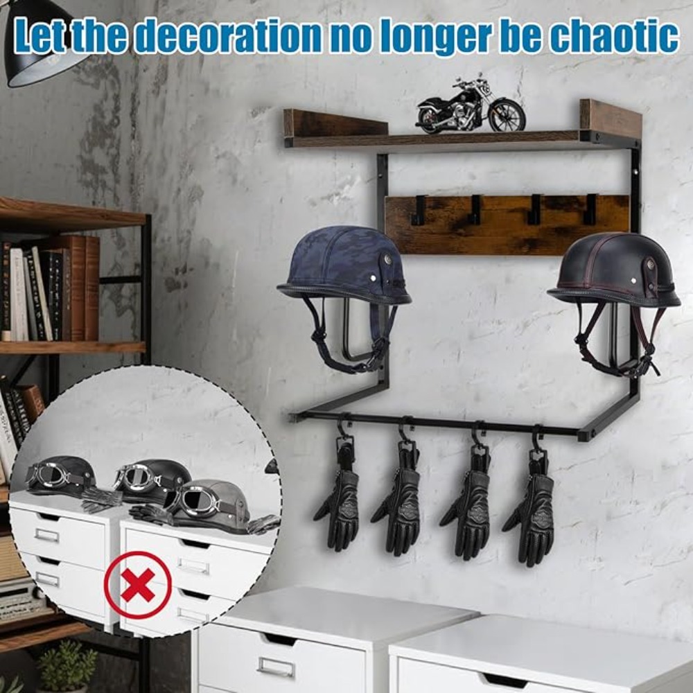Motorcycle Helmet Holder with  - Cycling Gear Wall Hanger 评论和价格